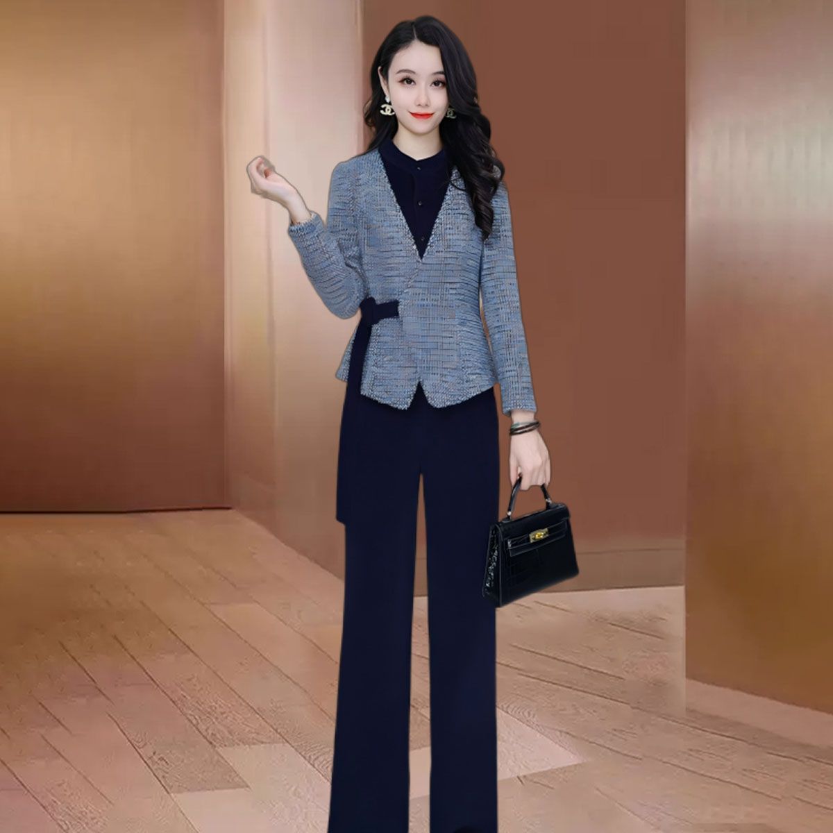 品牌小香风时尚显瘦套装女2025早秋新款气质高级感爆款两件套裤