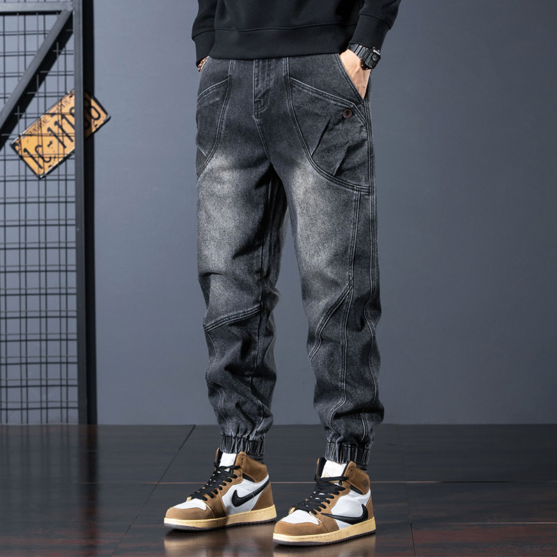 美式重磅牛仔裤男款爆款2025新款宽松潮牌哈伦束脚裤痞帅潮男裤子