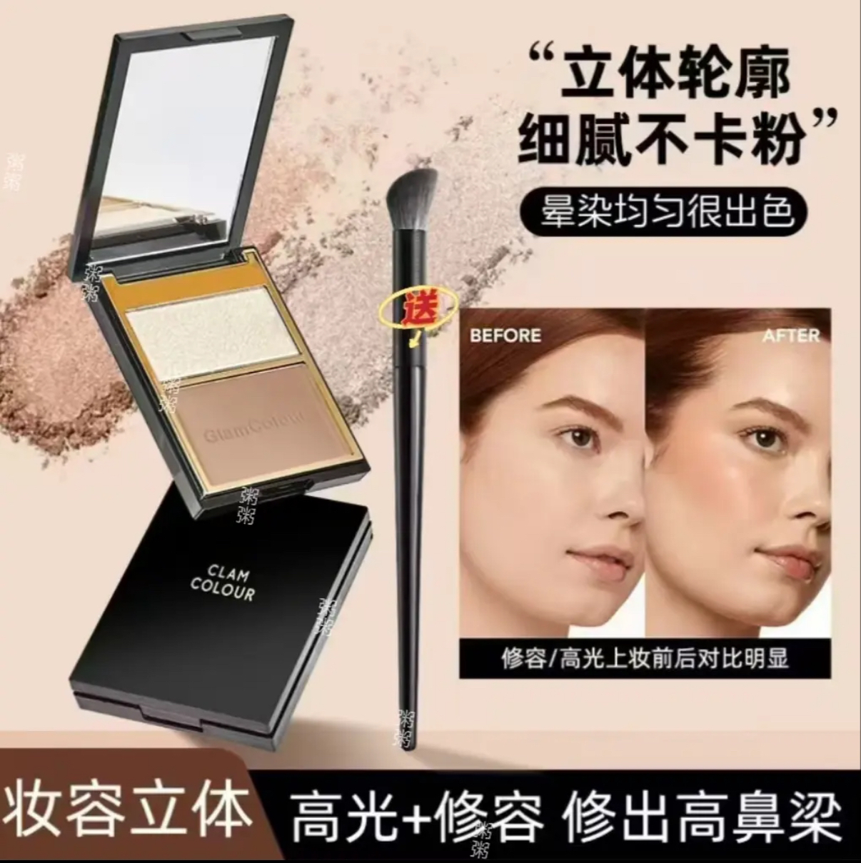 双色高光修容防水修容盘持久哑光粉饼高光提亮阴影轮廓修容推荐