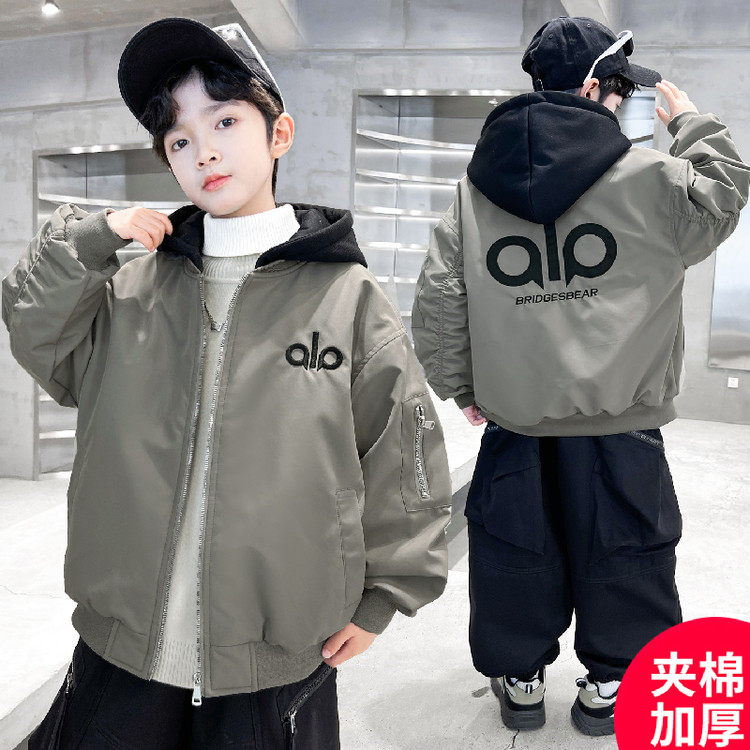 男童冬季夹棉棒球服外套二棉2025新款加厚中大童儿童男孩秋冬款潮