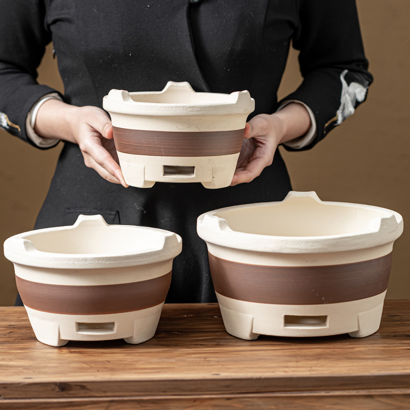 陶土炭炉砂锅商用日式户外老式煮茶炉火锅家用加厚红泥木炭烧烤炉