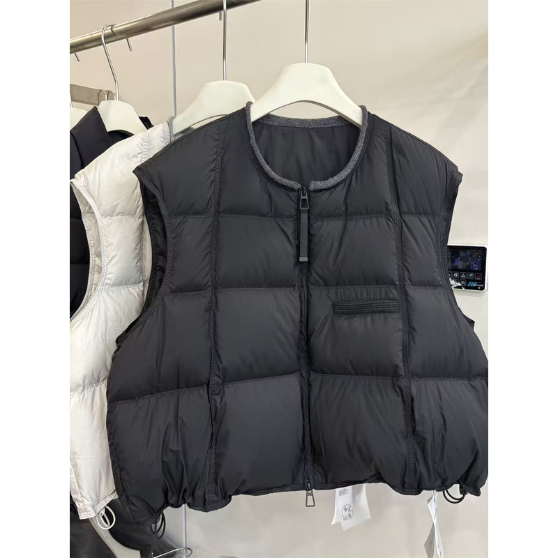 巨好看韩版宽松圆领短款白鸭绒马甲外套女2025冬季小个子保暖坎肩