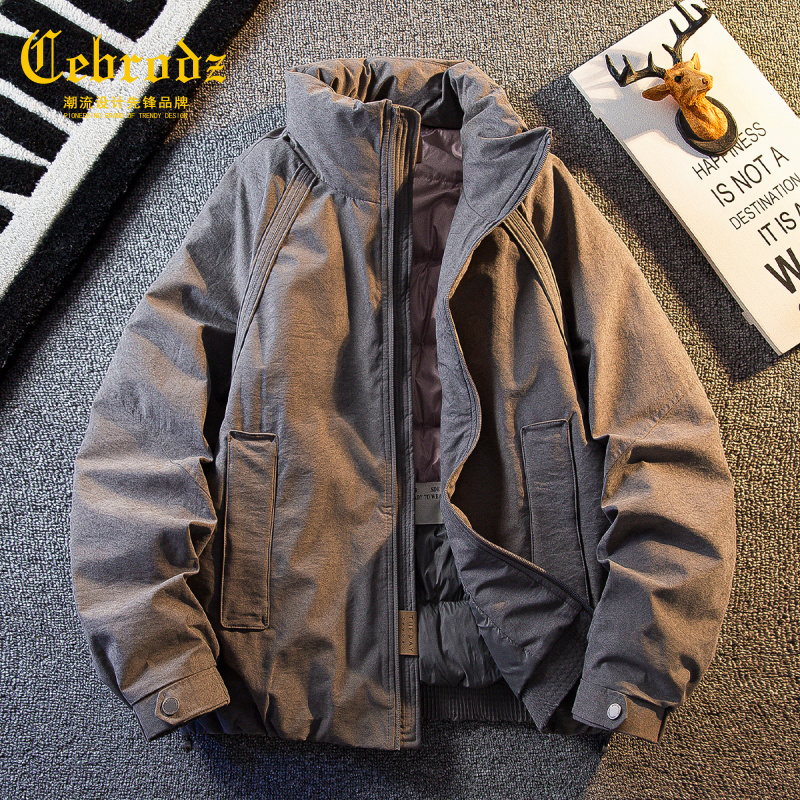法国Cebrodz男秋冬季加厚短款羽绒服御寒面包服保暖男士夹克外套