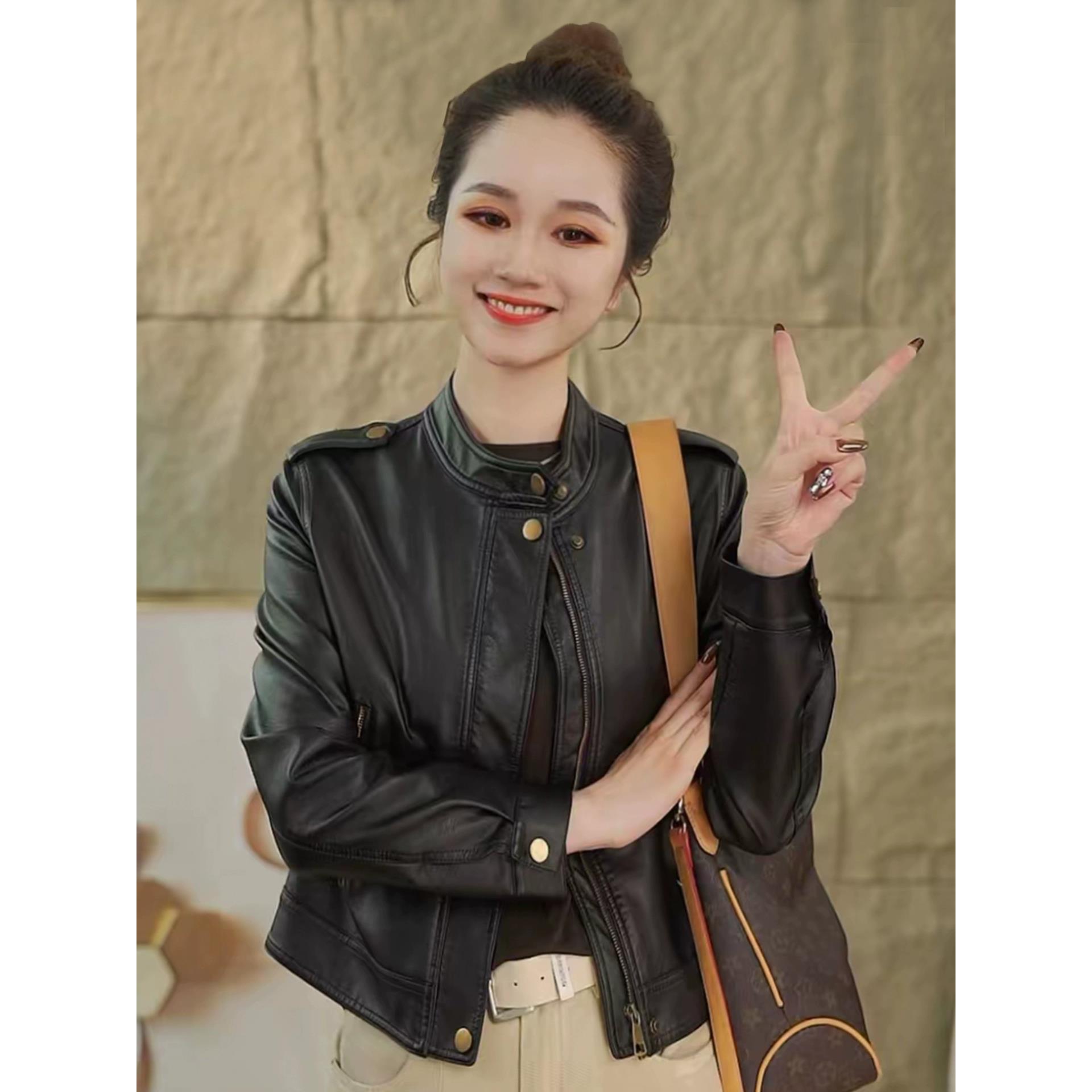 时尚短款皮衣外套女2025秋季新款百搭减龄小个子高腰皮夹克上衣