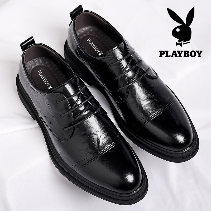 花花公子男士增高皮鞋内增高上班通勤软底软面商务正装结婚新郎鞋