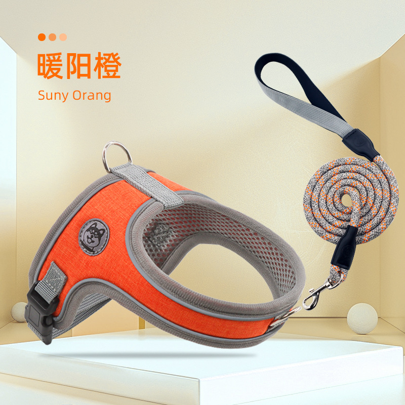 马鞍式胸背带狗绳小型泰迪比熊小狗狗绳小型犬专用防爆狗狗牵引绳