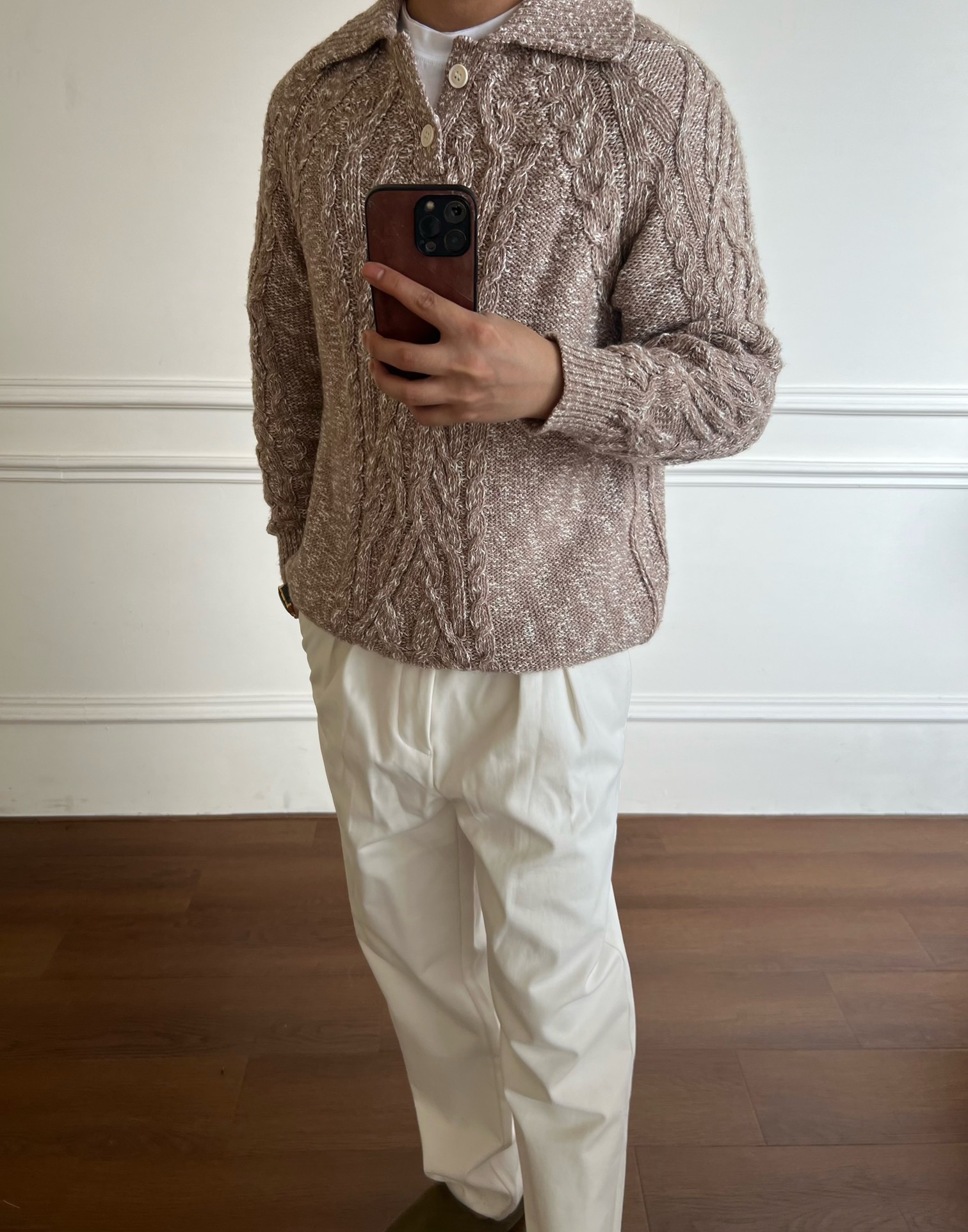 B.C【35000同款】绞花花纱羊毛针织衫对版松弛感高级秋冬老钱上衣