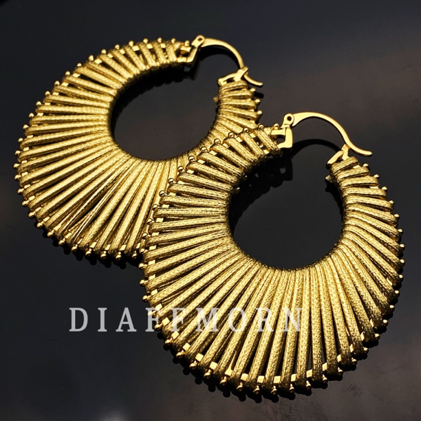 铜合金皮质耳饰 金色Y.M〖缠绕〗欧美复古大牌气质编织耳圈百搭耳环