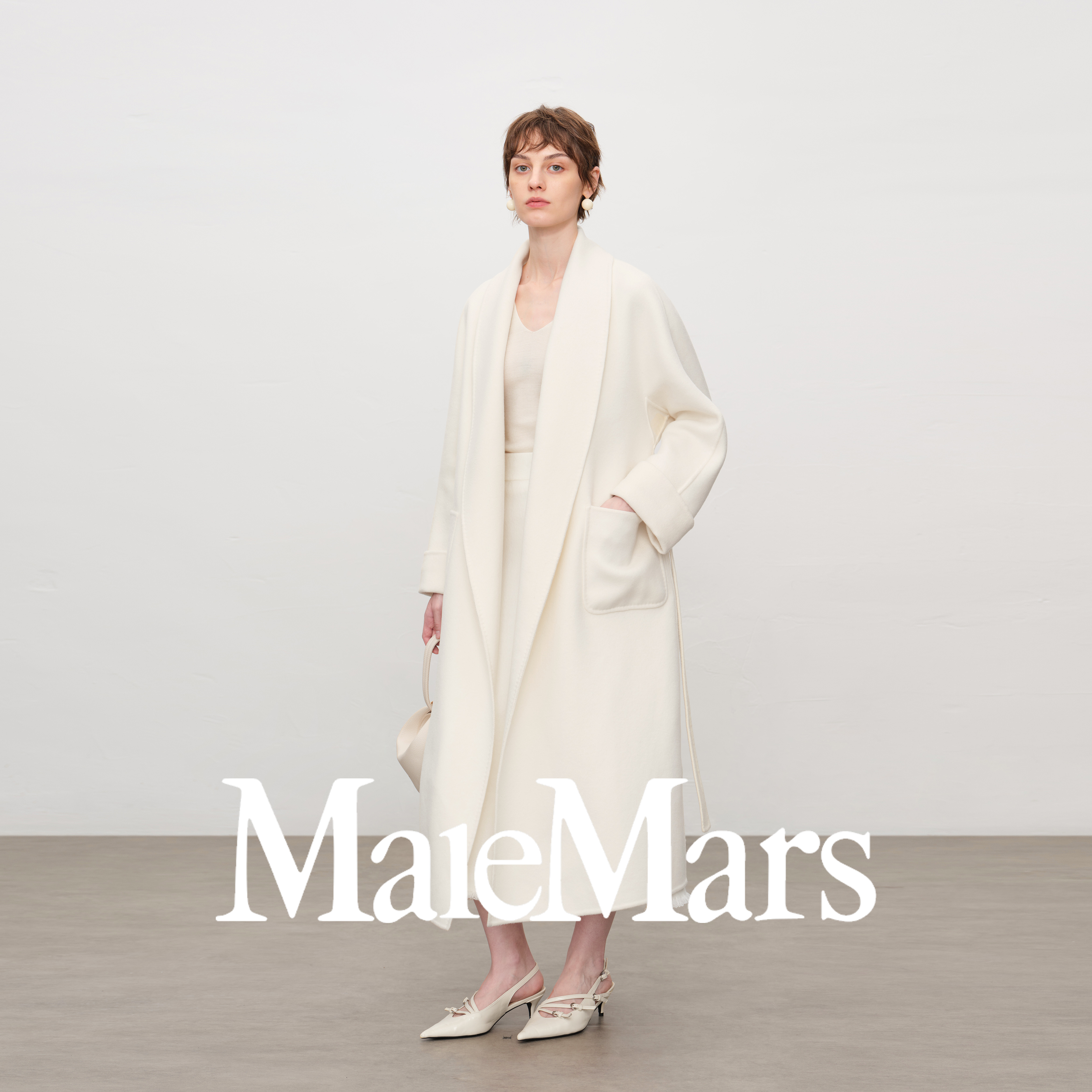 [日暮冬音]100%高支澳毛长款毛呢翻领秋季时尚中长款轻奢毛呢大衣