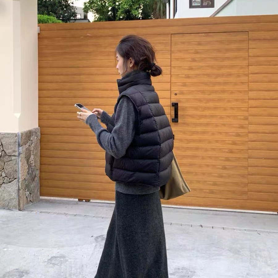 美美服饰2025扫码款新国标90白鸭绒秋冬爆款小排骨云朵立领马甲