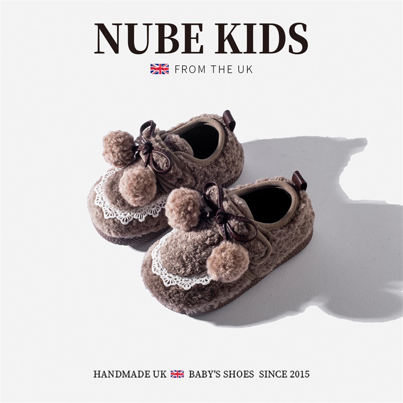 NUBEKIDS英国童鞋宝宝棉鞋加绒加厚软底防滑女童毛毛鞋子37A25511