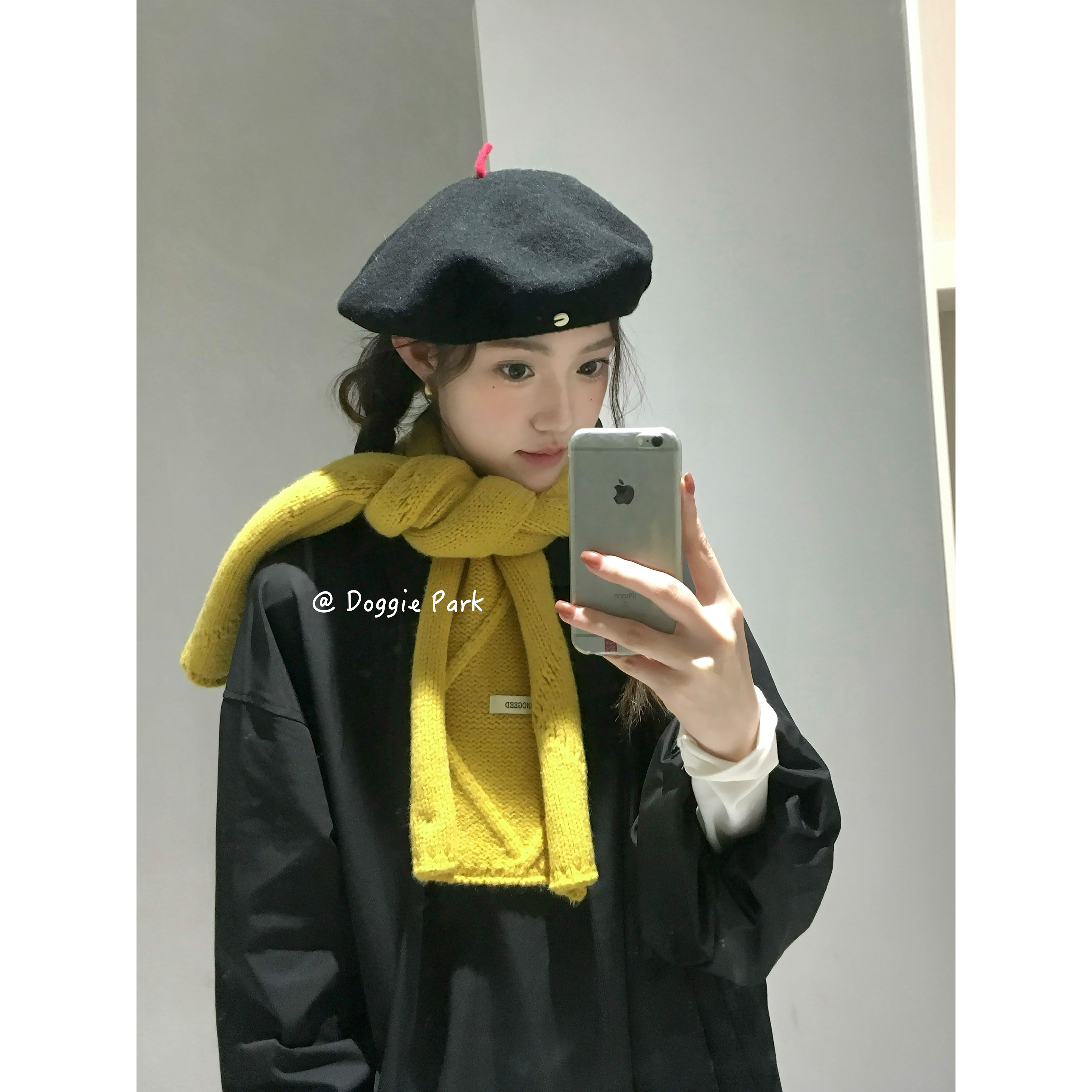 狗狗公园｜多种围法-纽扣麻花围巾韩系百搭纯色设计穿插围脖保暖