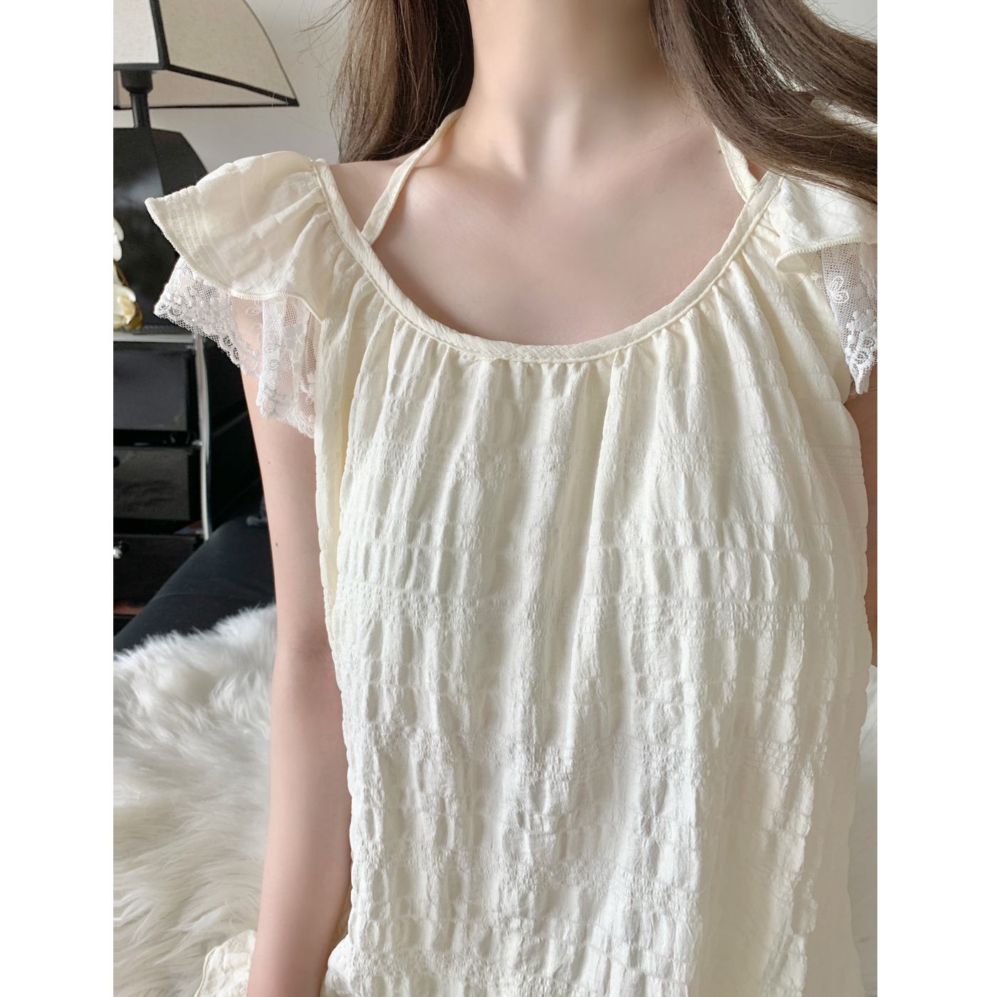 性感小飞袖带胸垫睡衣女款2025新款夏季云朵棉薄款甜美套装家居服