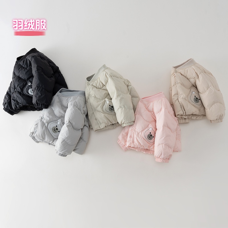 儿童冬季羽绒服宝宝90白鸭绒保暖开衫棒球服外套1-2-3岁冬季衣服