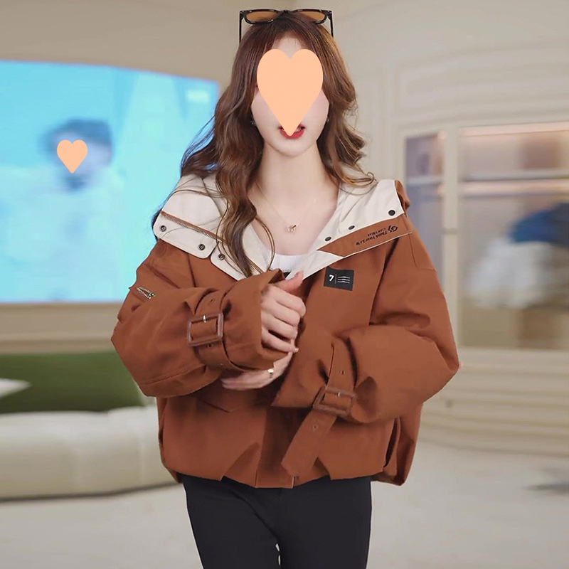 网图2025秋冬新款欧货夹棉外套感美拉德加厚棉服女款洋气短款女装
