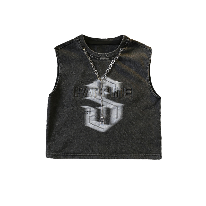 戴维【反季清仓】2025新款夏季时尚童装黑色无袖背心男女童百搭休闲