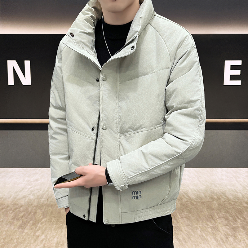 立领加厚羽绒服外套冬季男士韩版潮流修身白鸭绒冬装青年帅气衣服