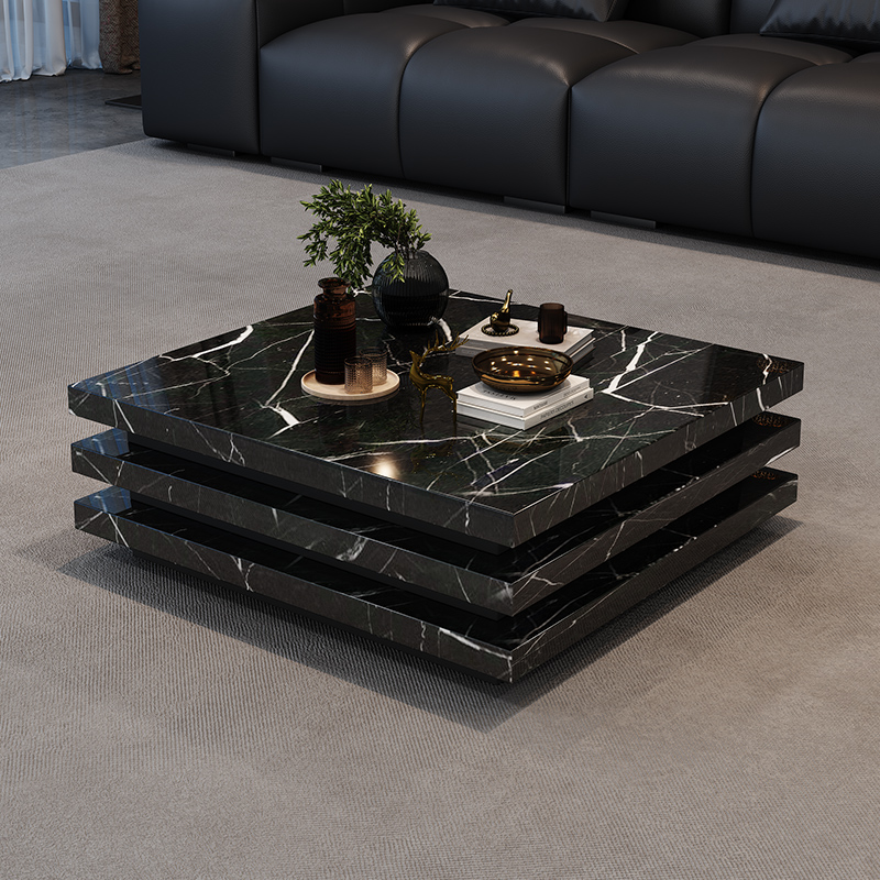 2025新款意式极简轻奢现代简约大理石岩板方形茶几大小户型高级感