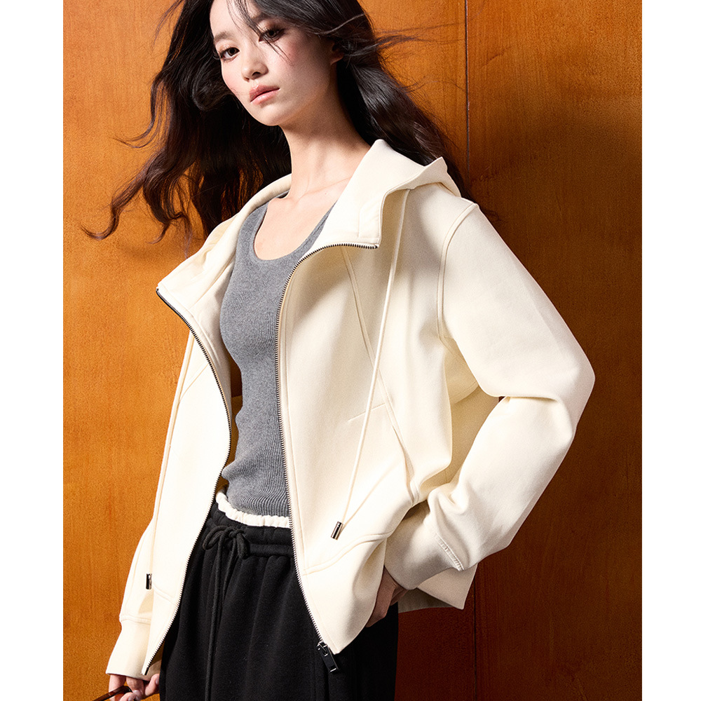 【盛都】25秋新miu系上衣休闲慵懒ins风挺阔棉连帽拉链卫衣外套女