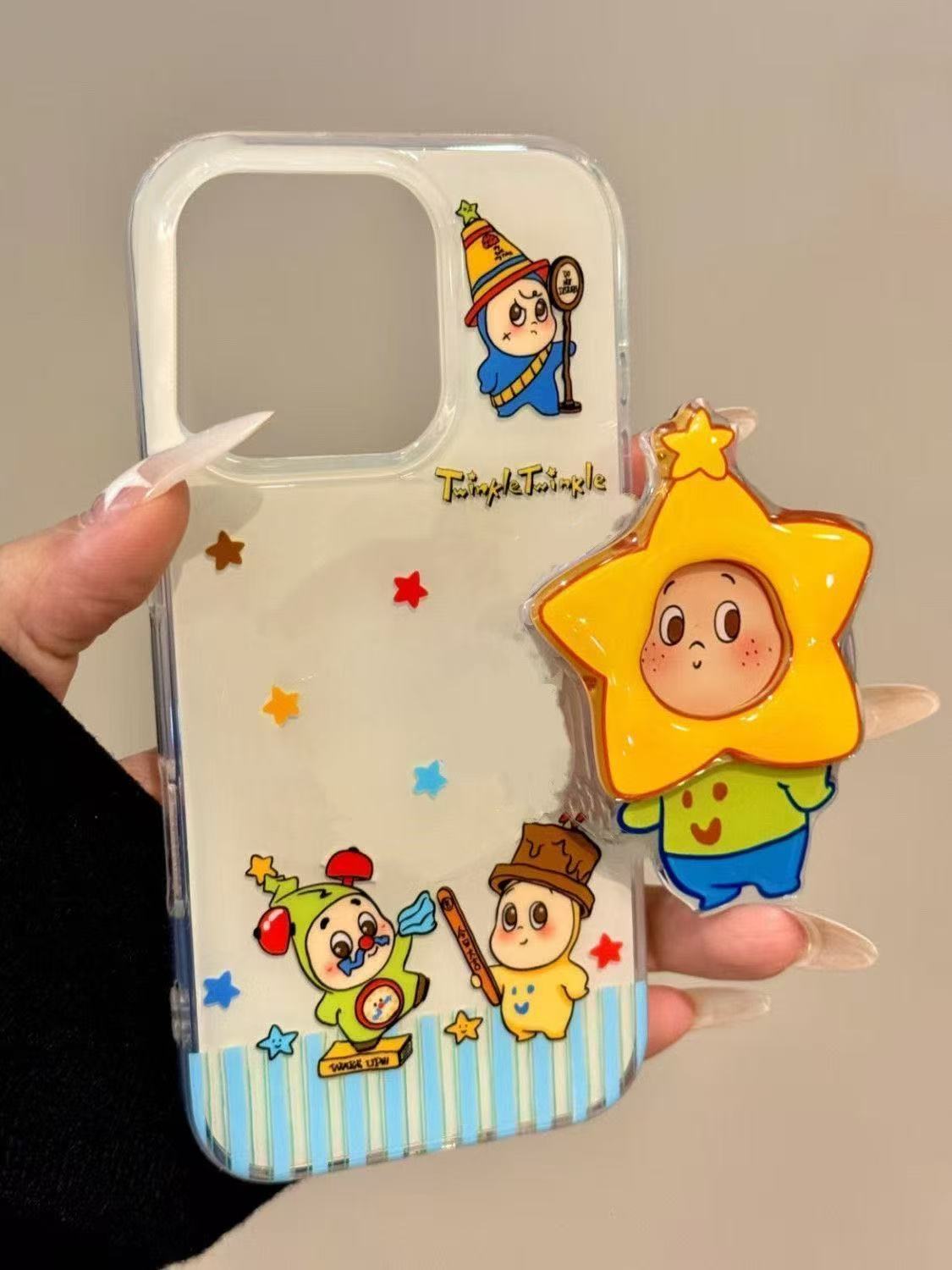 闹钟星星人支架适用苹果16Promax大孔手机壳vivo华为oppo小米防摔