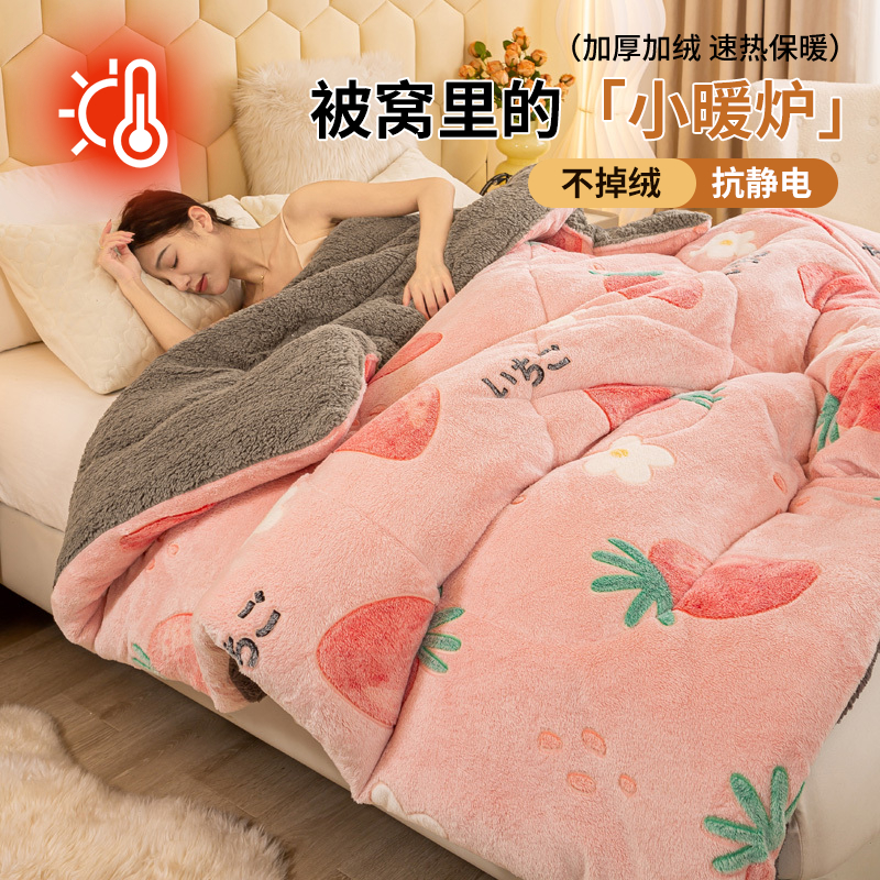 保暖羊羔绒被子冬被加厚保暖珊瑚绒被芯加绒毛毯盖毯学生宿舍卡通