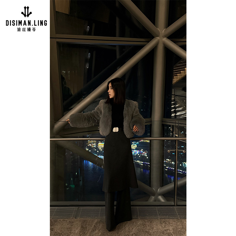 【迪丝嫚苓】中灰色裤子秋冬款潮流时尚舒适百搭小众设计衣服原创风