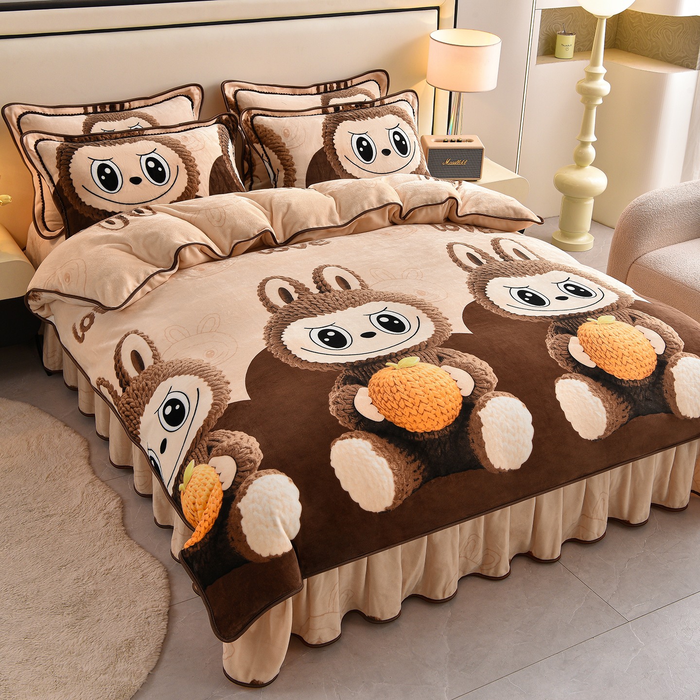 高克重8-9斤牛奶绒四件套加厚保暖双面绒床单被套加绒床上用品冬