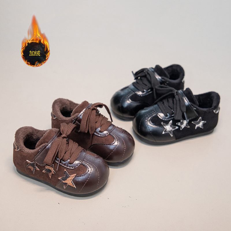 儿童加绒运动鞋冬季新款男童休闲阿甘鞋女童宝宝保暖德训二棉鞋子