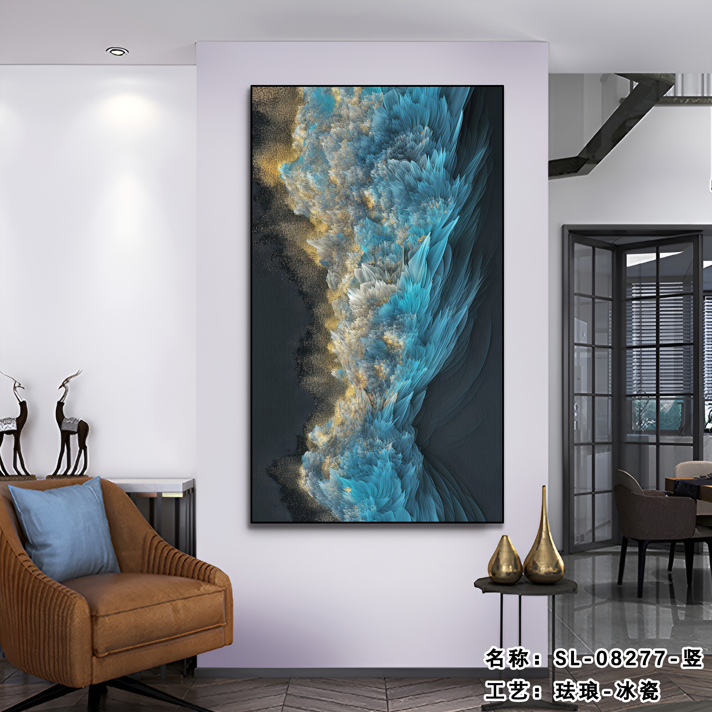 意式轻奢客厅2025走廊入户玄关装饰画油画玄关挂画高级感大气高档