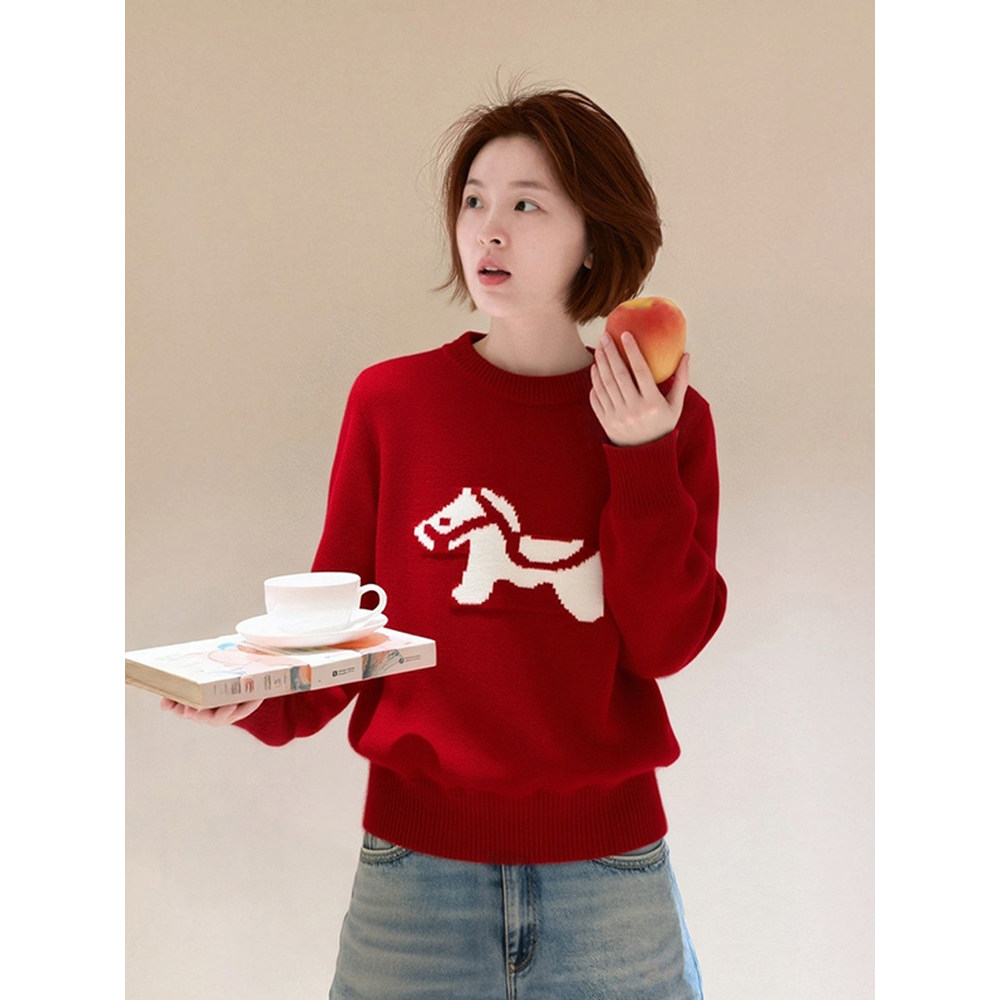 流行风格软糯慵懒高级感新年圣诞毛衣上衣本命年针织毛衣A5-14