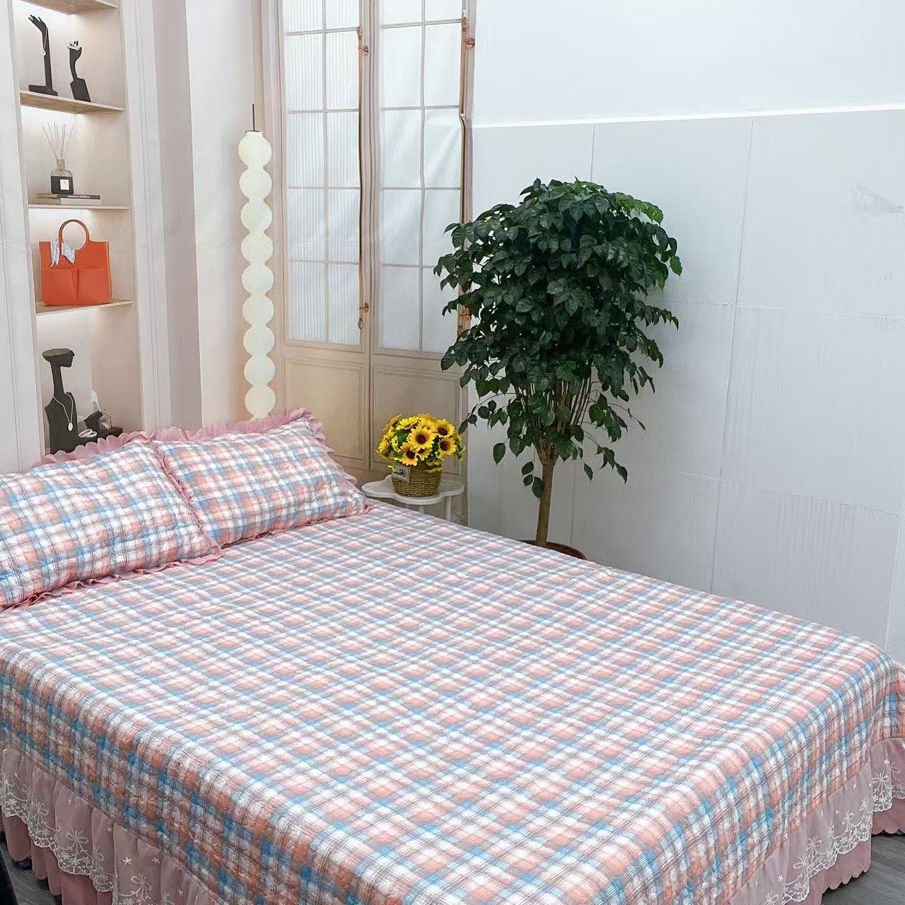 【2025秋季新品】床裙版大床盖 四季通用  针织棉双层纱绵软亲肤