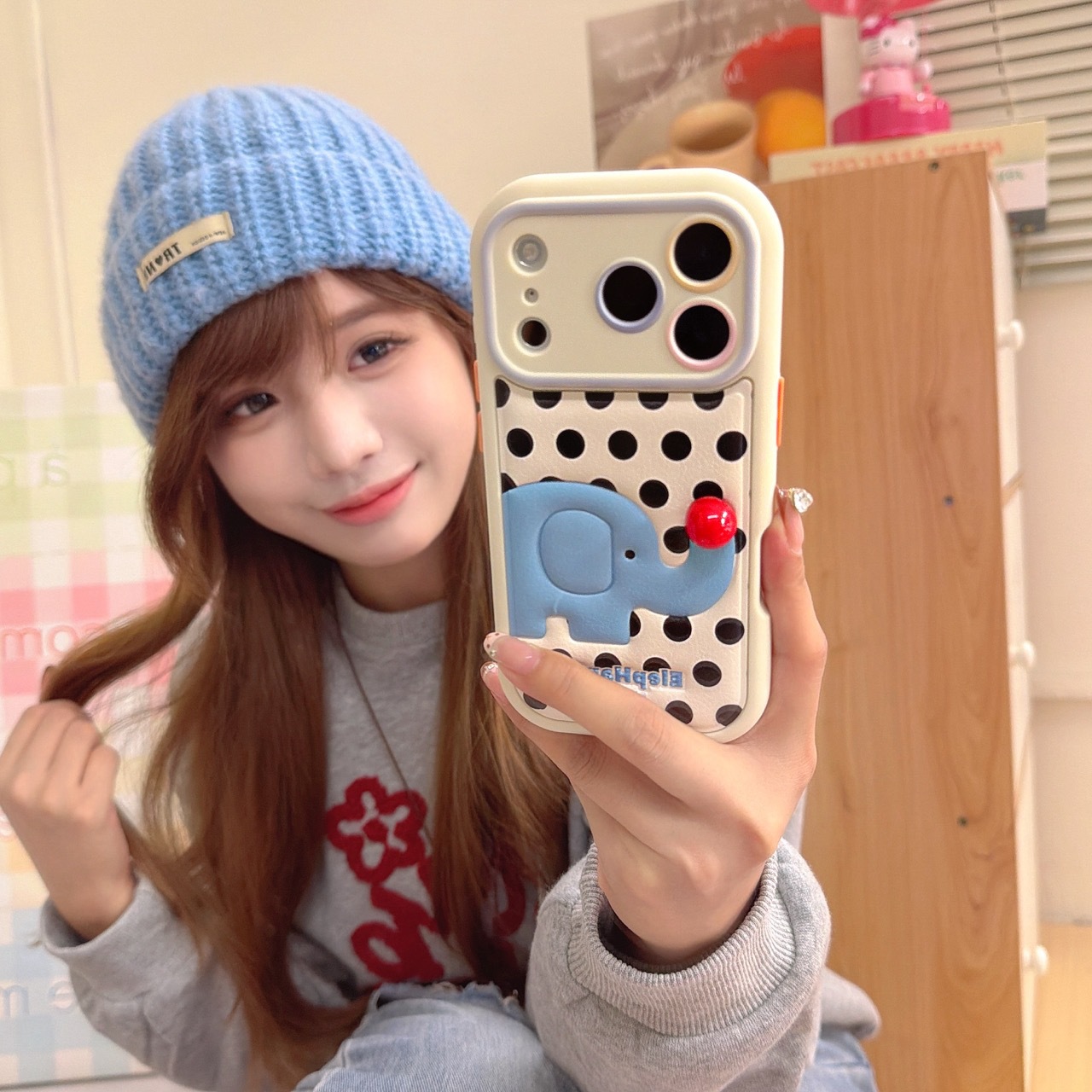 个性立体红鼻子波点大象适用iPhone17苹果16ProMax/15/14手机壳潮