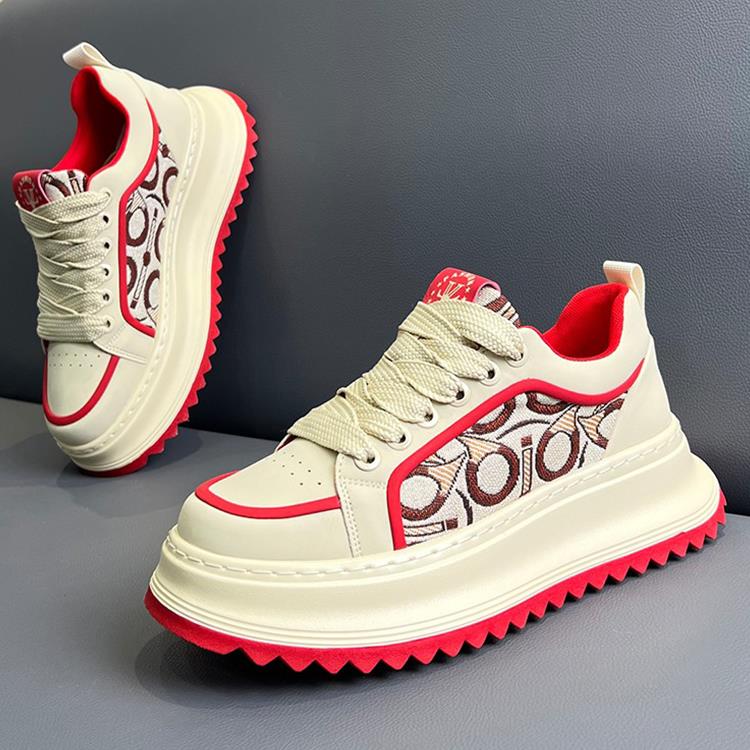 男鞋2025秋季新款刺绣印花百搭运动休闲板鞋秋季透气增高老爹潮鞋