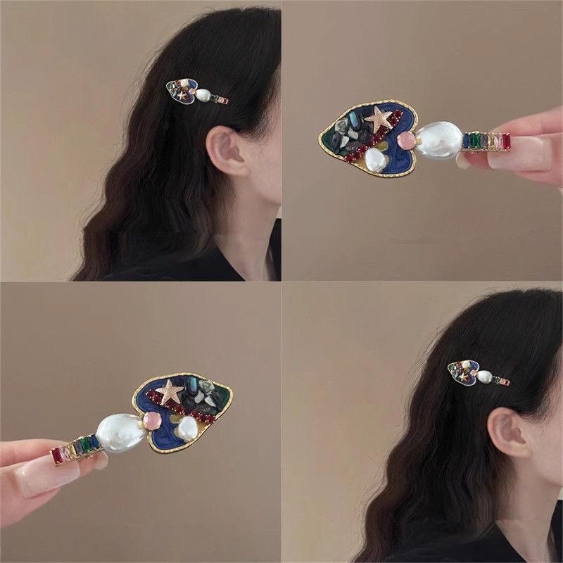 浪漫下沉!爱心刘海夹!巴洛克发夹氛围感侧边夹盘发器碎发夹百搭