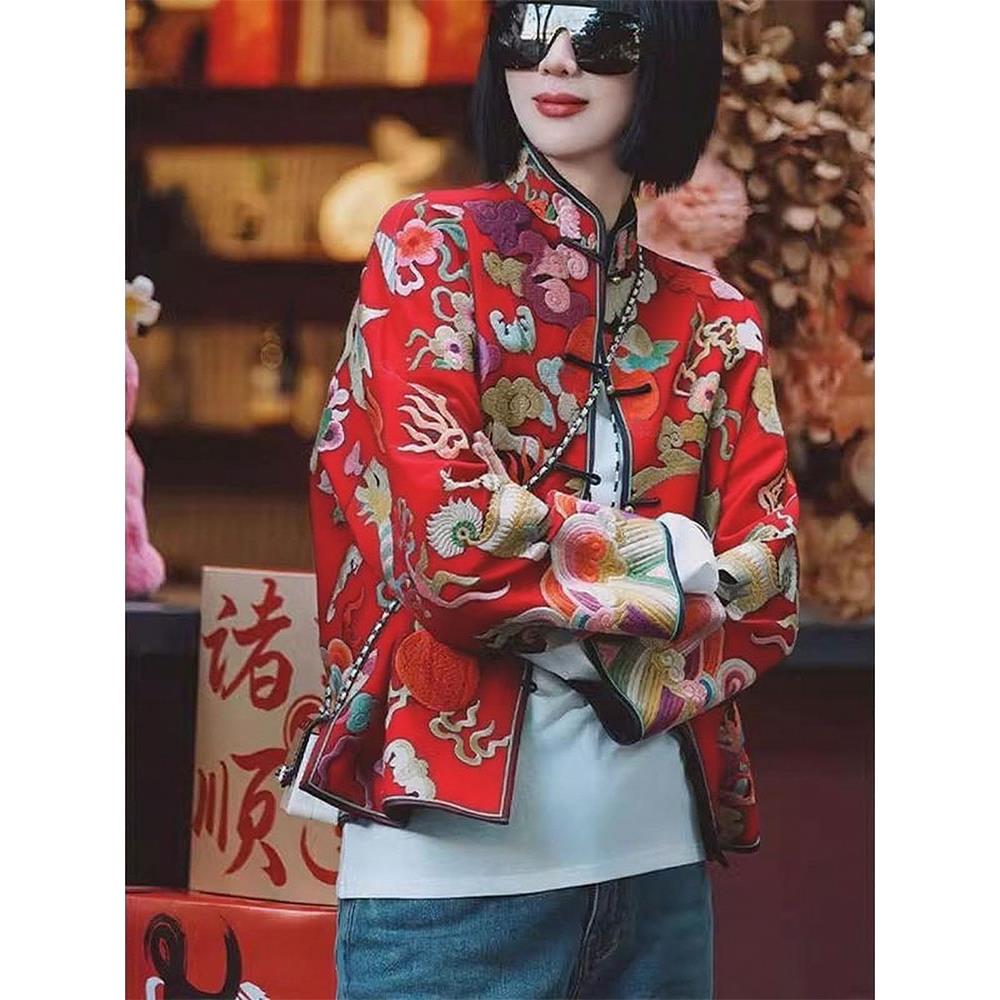 气质高端新中式女装国风刺绣外套女2025秋季新款改良唐装复古上衣