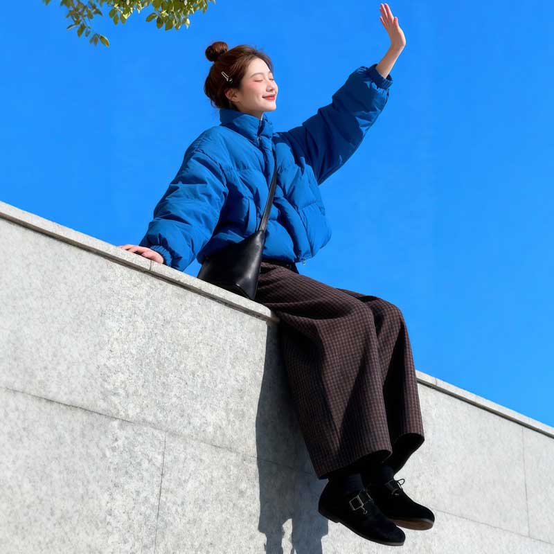 韩系温柔风漂亮棉服外套阔腿裤盐系轻熟两件套装25入秋穿搭一整套