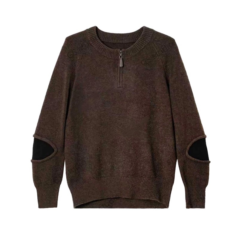 时尚圆领气质撞色高级感针织衫秋冬新款洋气百搭毛衣宽松显瘦上衣