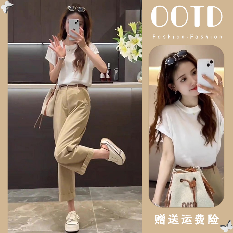 夏装搭配一整套2025新款时尚今年流行炸街减龄休闲裤两件套装女装