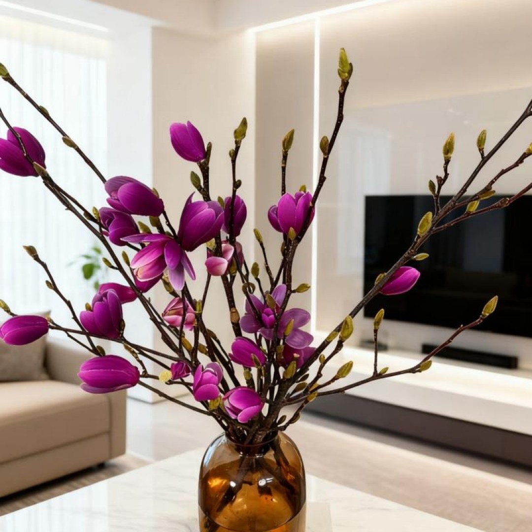 带花苞发货玉兰花水培干枝紫玉兰水养鲜花室内浓香耐寒花卉好养活