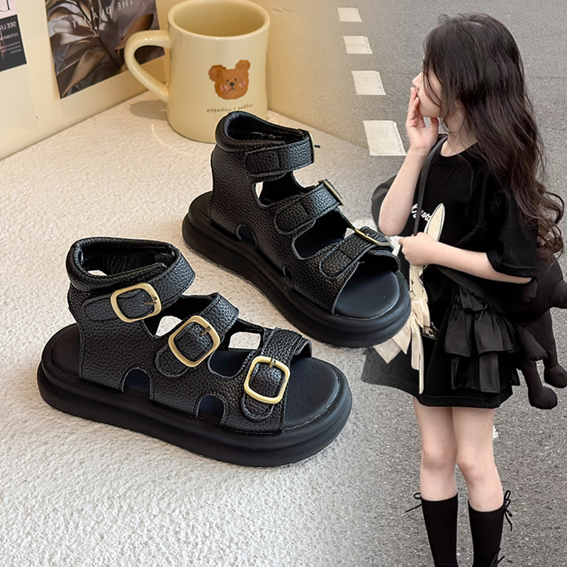 女童凉鞋2025夏季新款儿童高帮罗马鞋中大童小女孩学生软底公主鞋