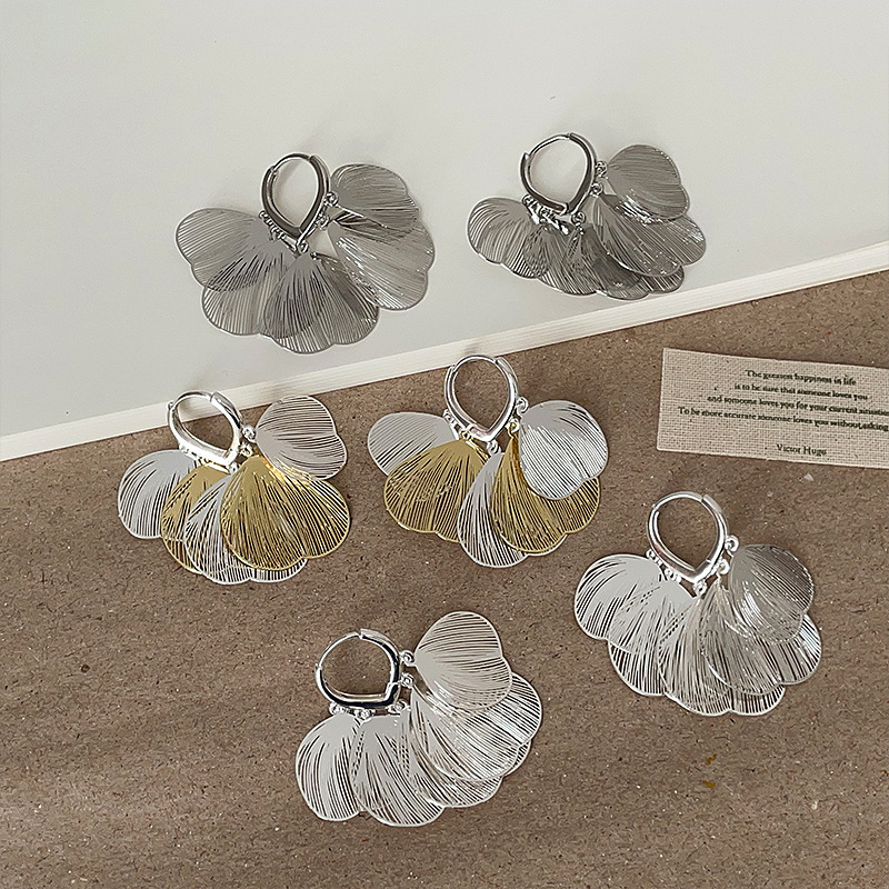 几何缕空金属花朵圆片流苏耳钉女高级感轻奢时尚潮流百搭耳环耳饰