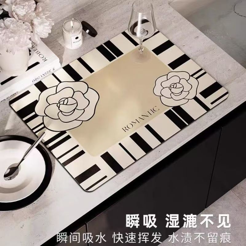 侘寂风复古轻奢咖啡机垫厨房沥水工具吸水洗手吧台防滑厨房地垫