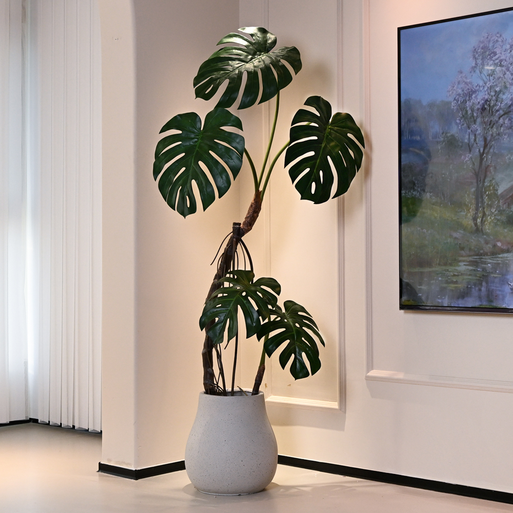 海虹景品龟背竹仿真绿植假树高端轻奢室内仿生花客厅大型落地盆栽