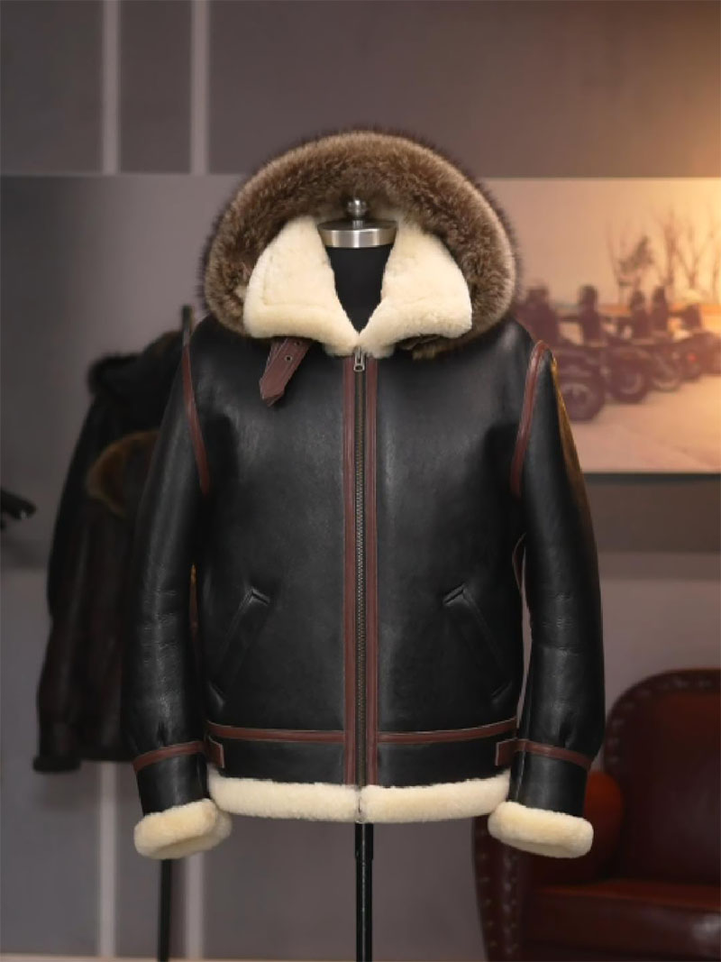 美皮超厚89007美版B3飞行服真皮真毛原生态羊皮毛一体男保暖外套