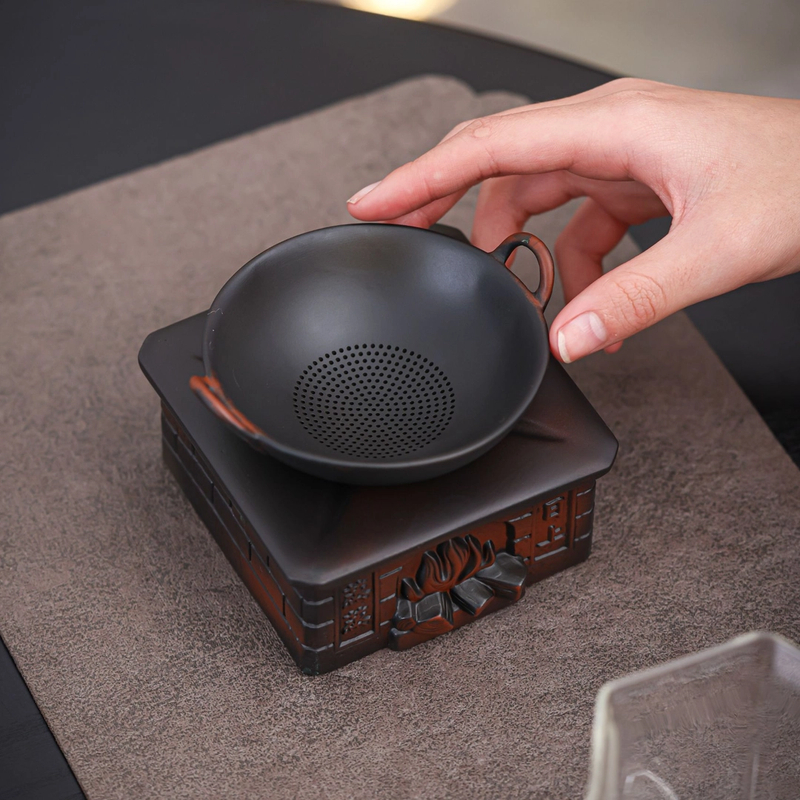 云南紫陶蒸蒸日上全瓷孔一体茶漏创意茶叶过滤网家用茶道零配件