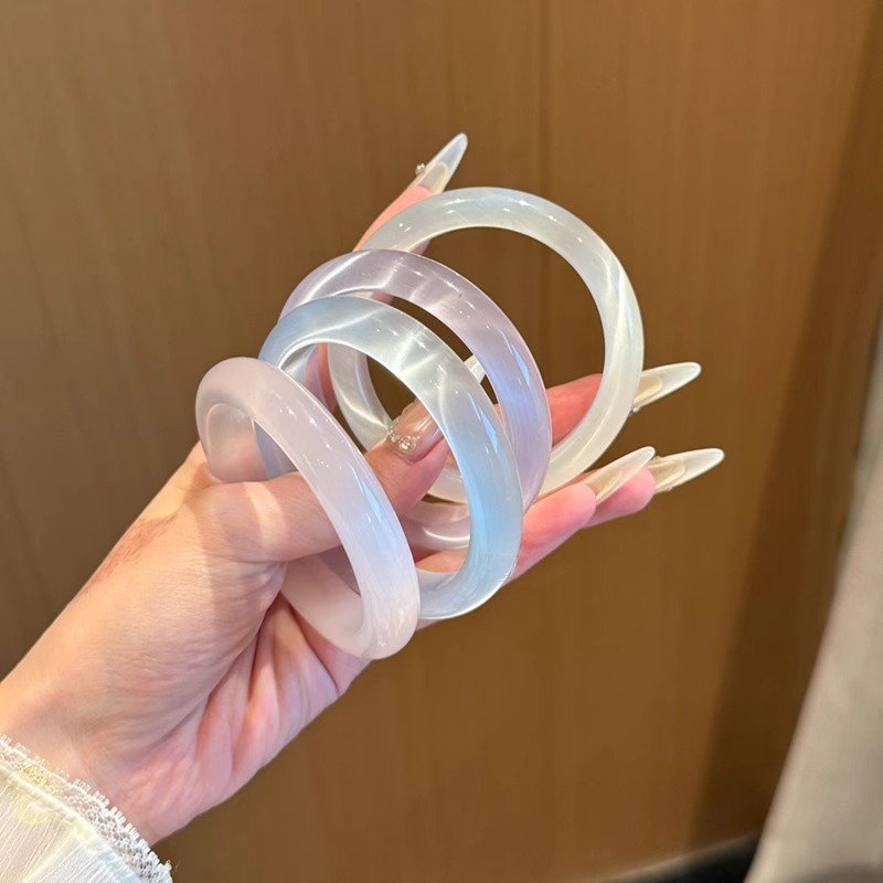 玉尚锦 非金属仿水晶手镯 高冰透高级感猫眼玉镯气质镯子女白月光