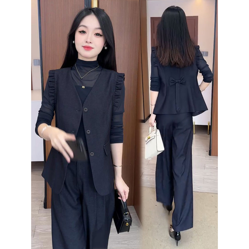 秋新款2025显瘦气质长袖网红洋气时尚韩版套装减龄修身三件套