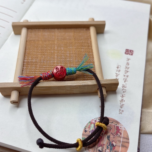 含辰砂工艺品“兔”十二生肖朱砂手绳xszs