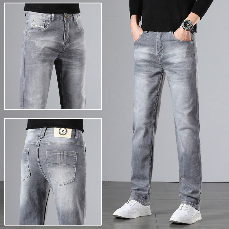 2025新款男士牛仔裤星空灰修身直筒裤弹力休闲裤高端百搭显瘦裤男