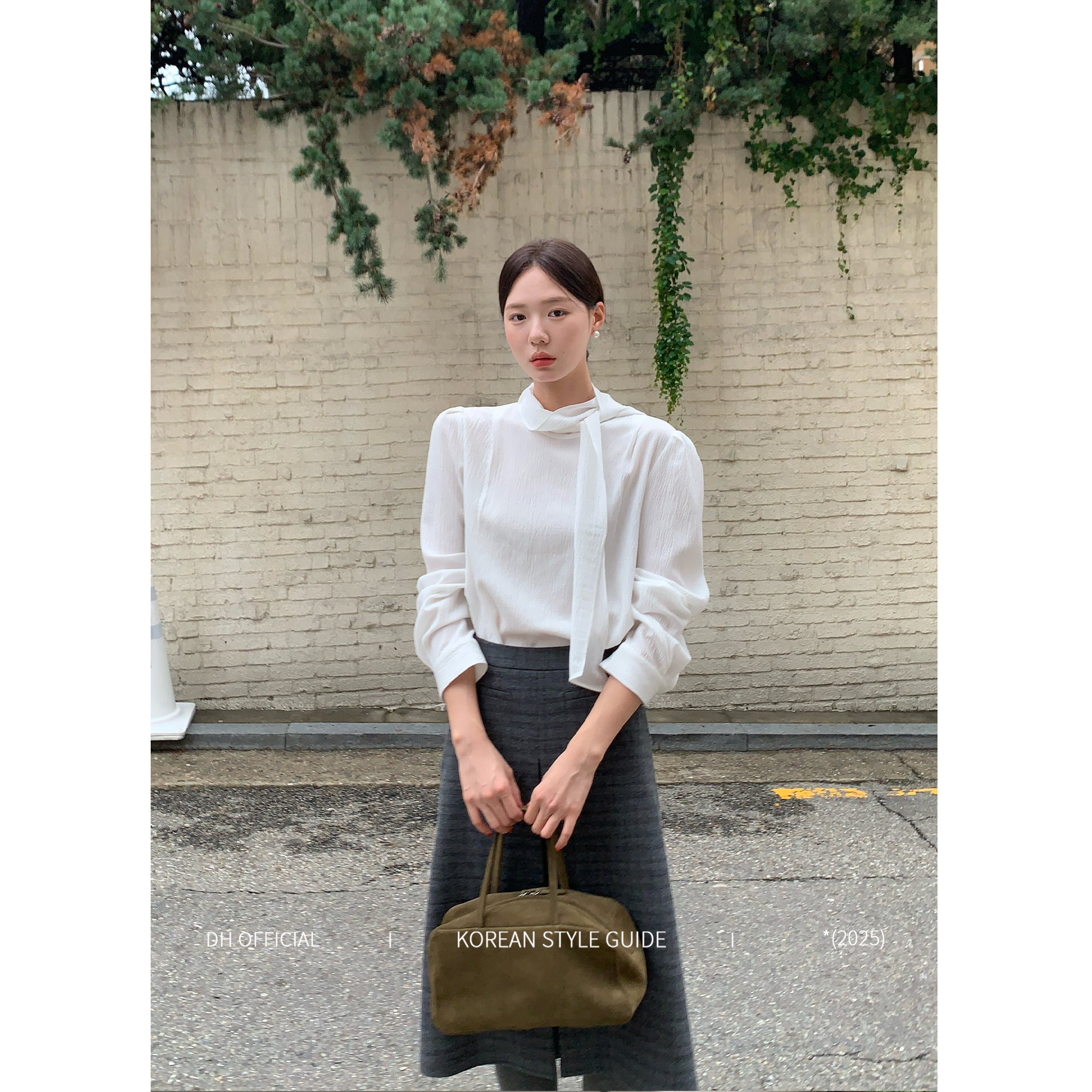 DH OFFICIAL大花【漫步香榭shirt】法式飘带领气质宽松百搭衬衫